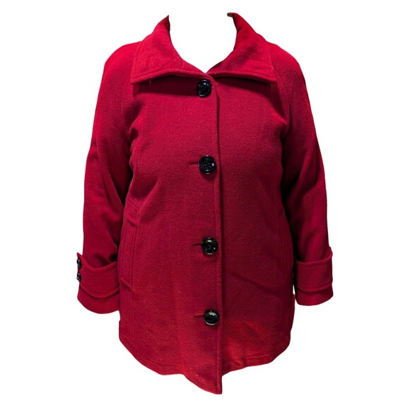 Vintage Red Lined Wool Blend Pea Coat Women's, Mackintosh New England, Size XL - Picture 3 of 13